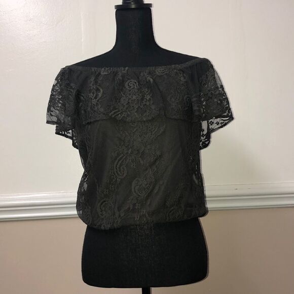 NWT American Eagle Olive Green Lace Crop Top - Picture 1 of 4